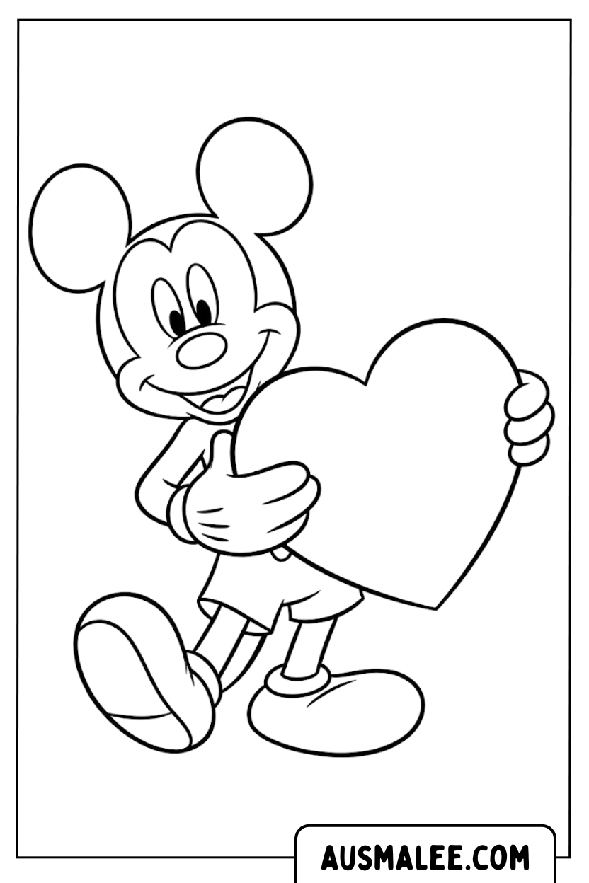 Coloriages Mickey Mouse Coeur qui marche