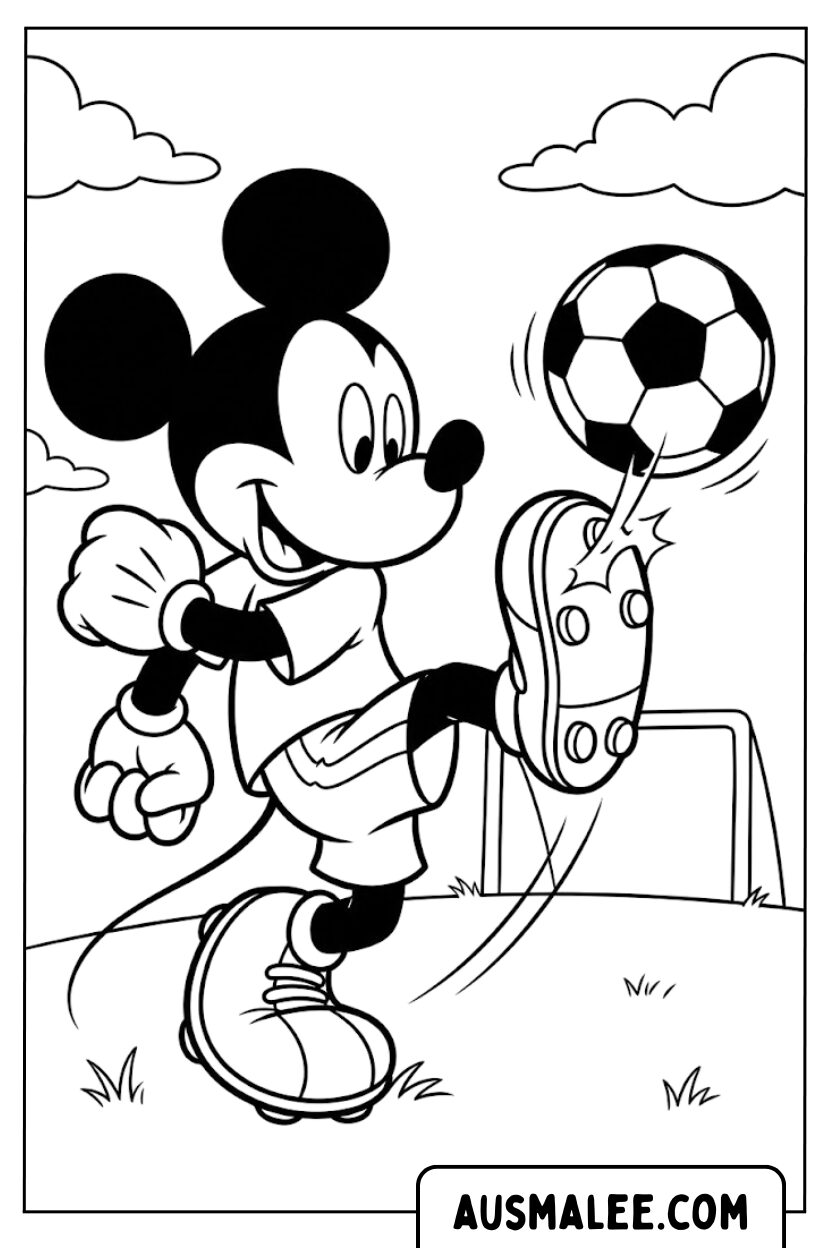 Mickey Mouse Soccer Field Coloring Pages
