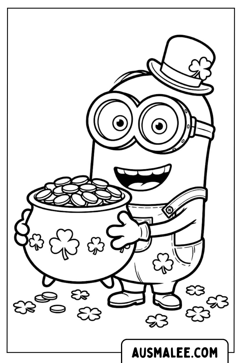 Kleurplaten Minion Goblin Pot met goud