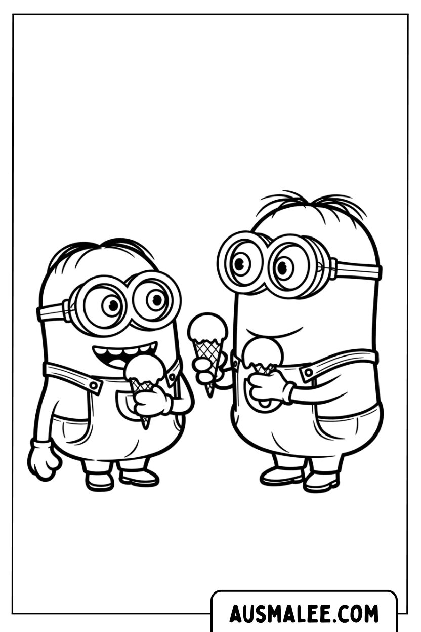 Coloriages de nourriture de crème glacée des Minions