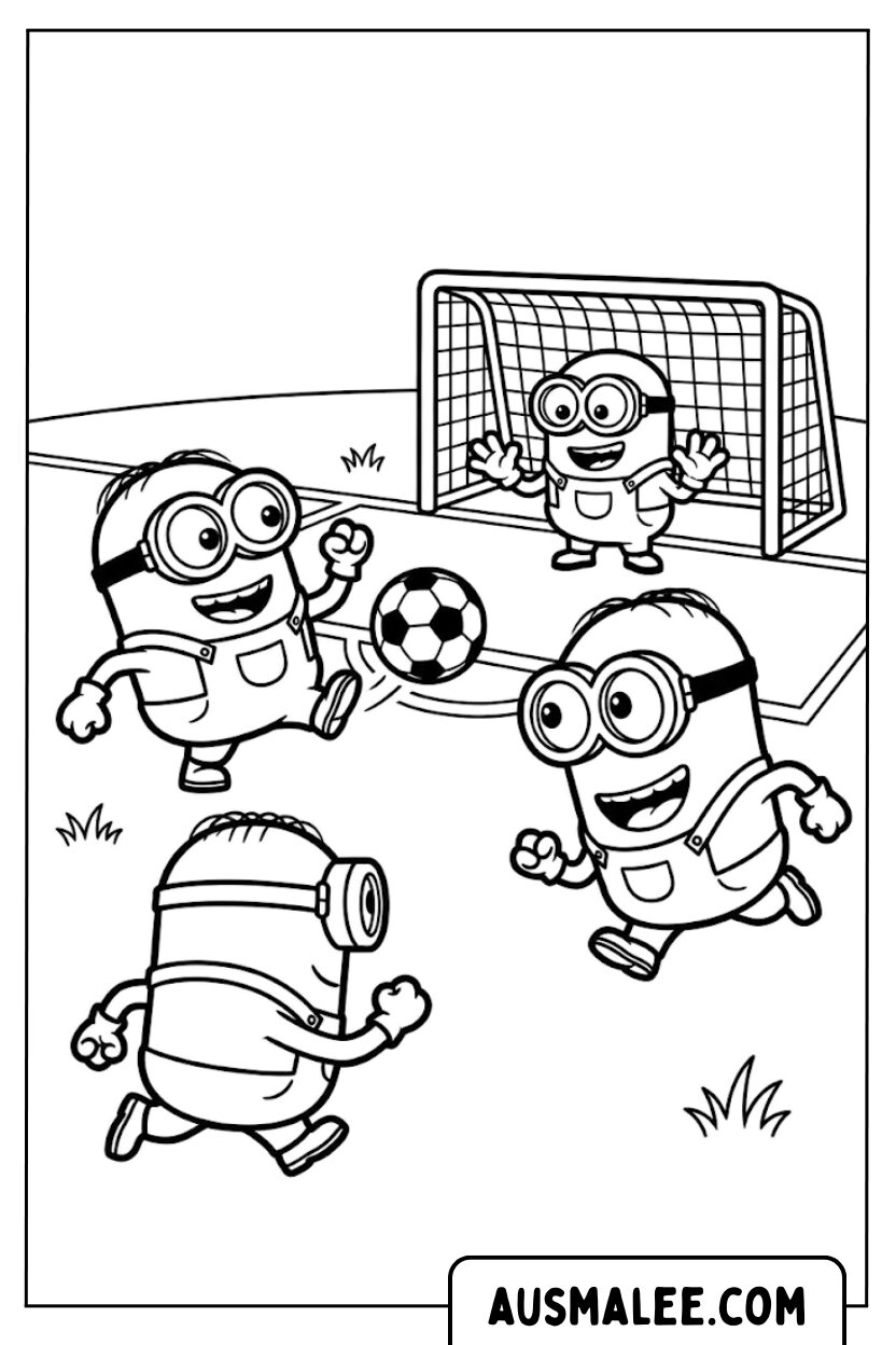 Coloring pages Minions football game