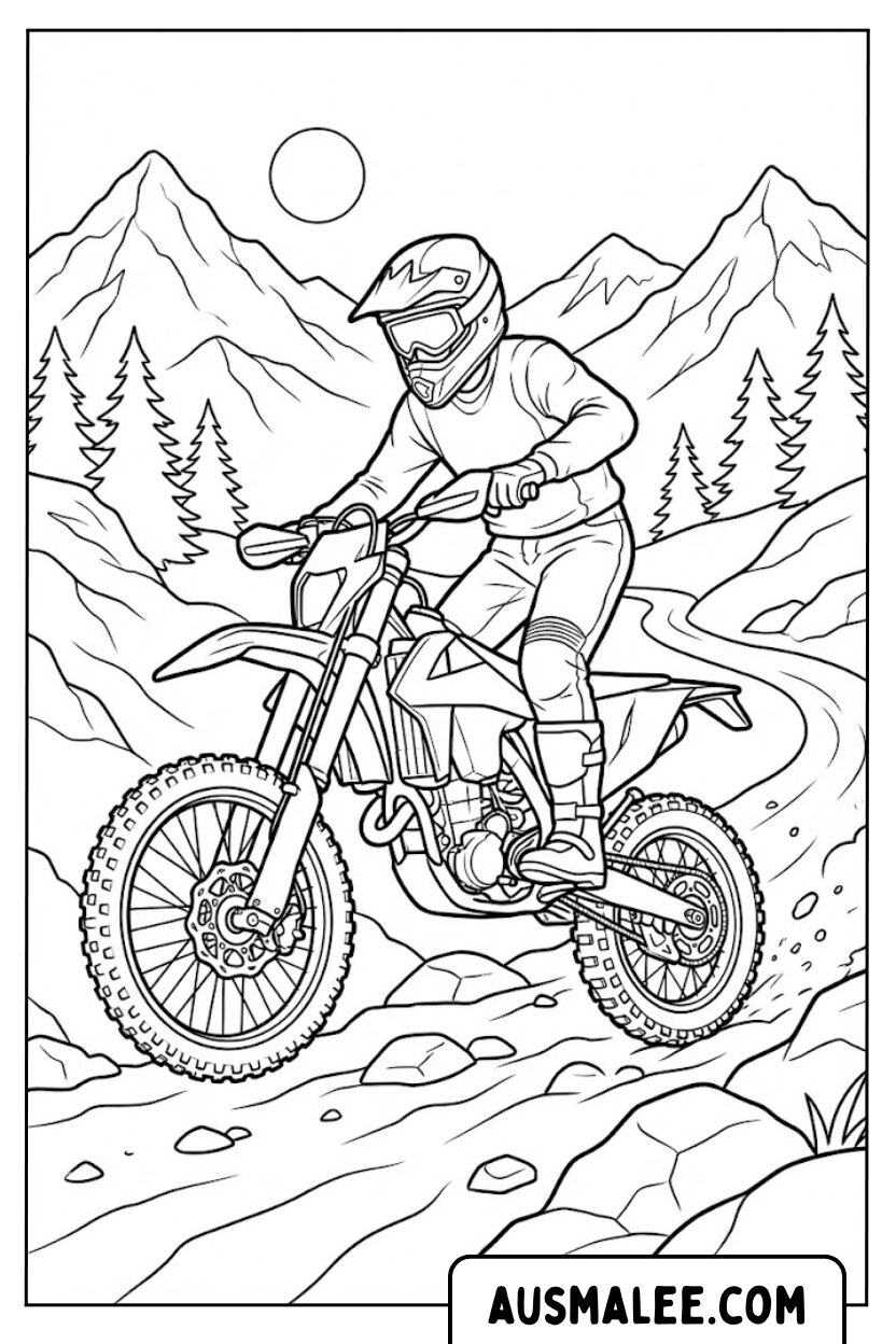 Motorcross bergen kleurplaten