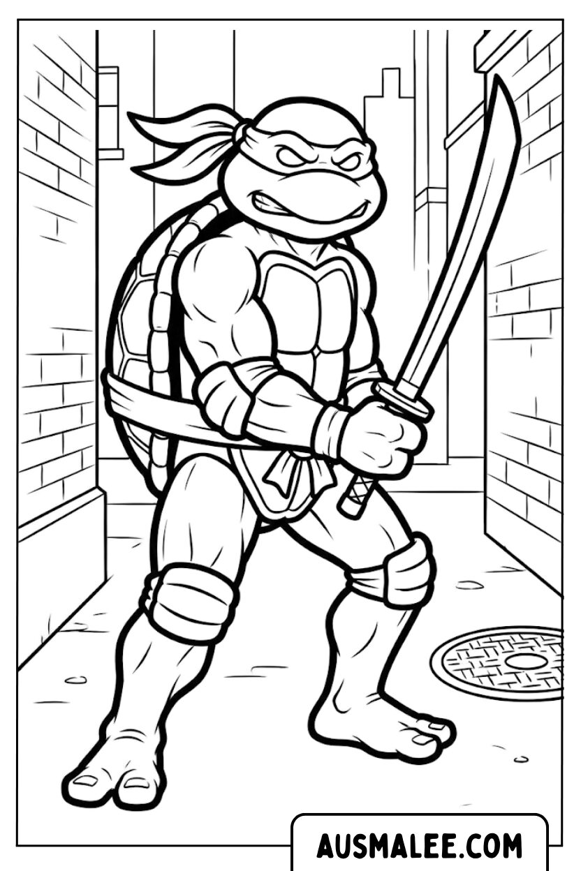 Ninja Turtle Leonardo kleurplaten