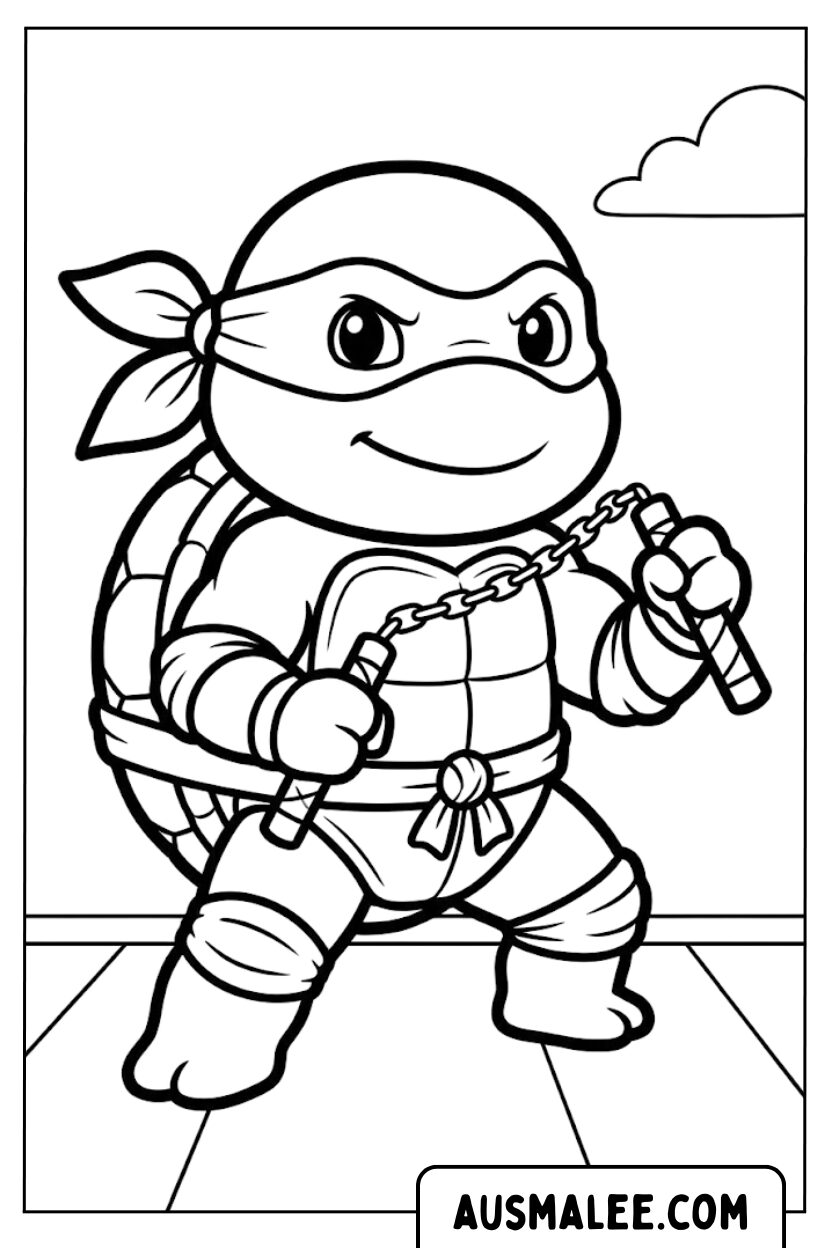 Ninja Turtle Michelangelo kleurplaten