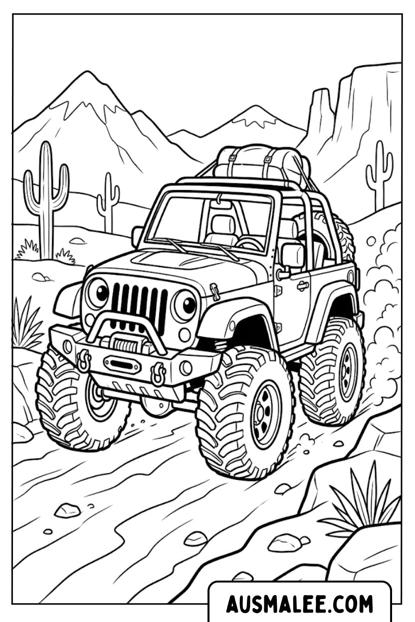 Coloriages jeep tout-terrain désert