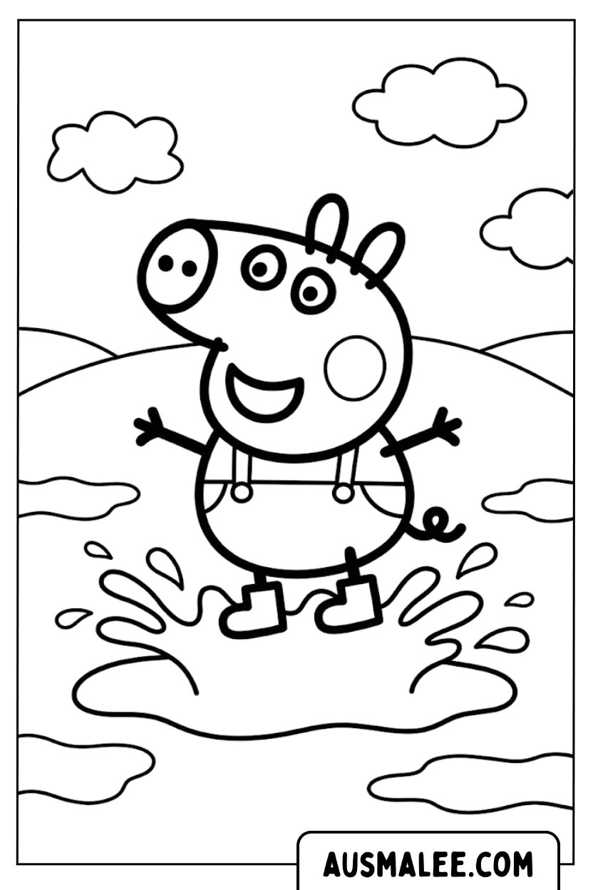 Coloriage Peppa Pig Flaque D'eau