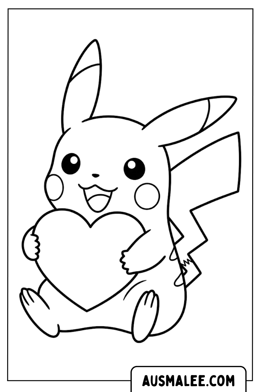 Coloriage Pokemon Coeur Pikachu