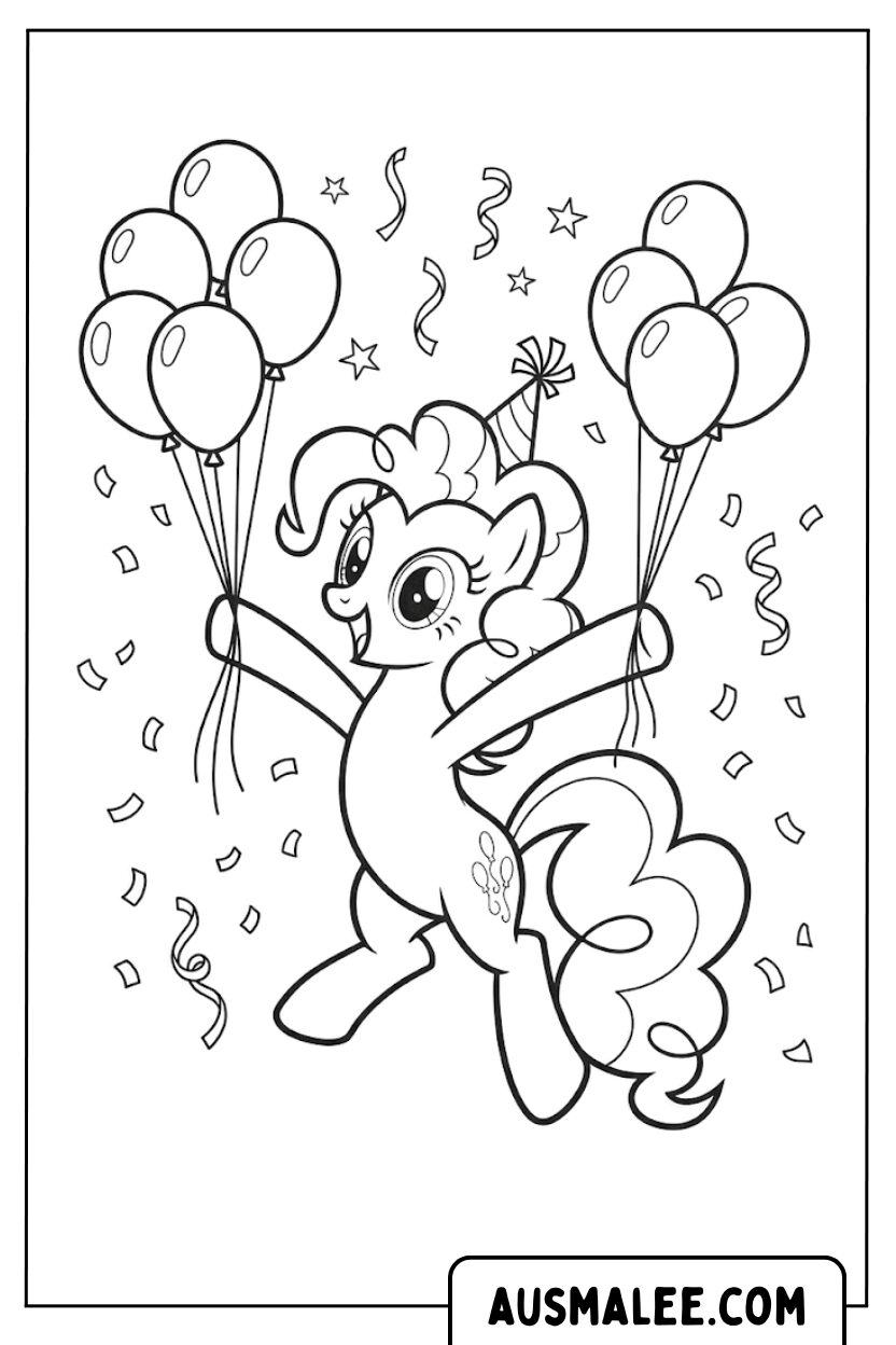 Pinkie Pie Birthday Coloring Pages