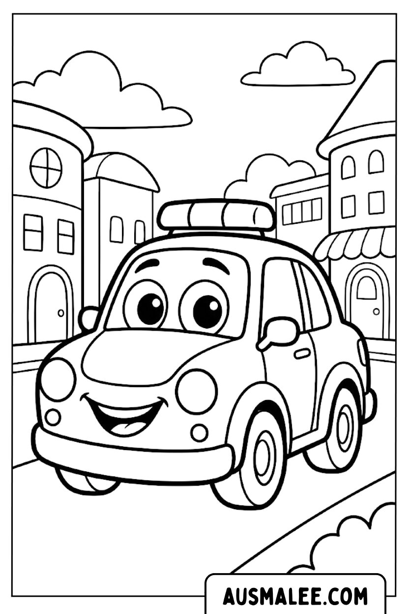 Coloriages Voiture de police ville