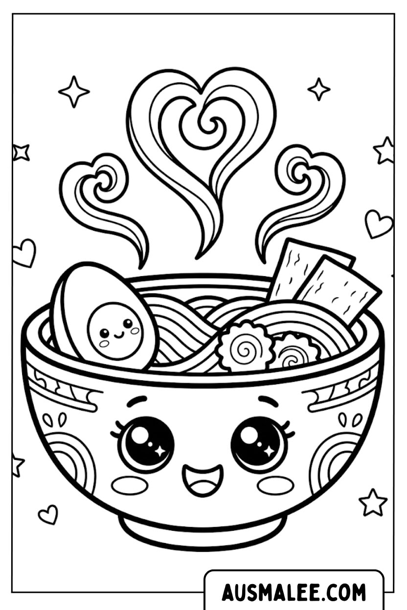 Coloriage bol ramen kawaii