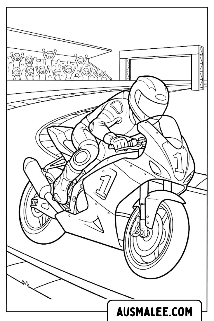 Race motorracebaan kleurplaten