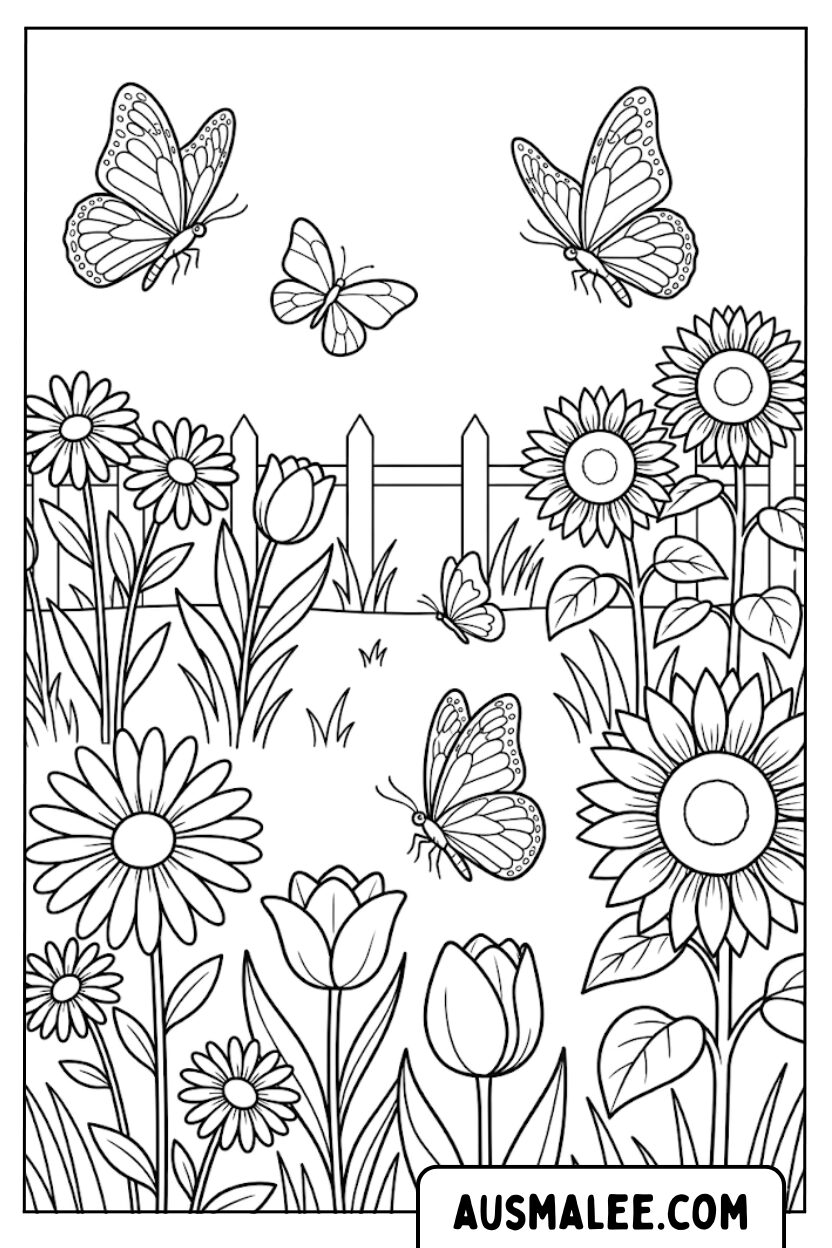 Vlindertuin hek kleurplaten