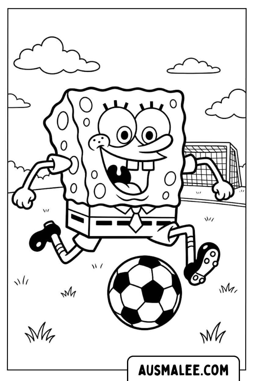 SpongeBob SquarePants Soccer Coloring Pages