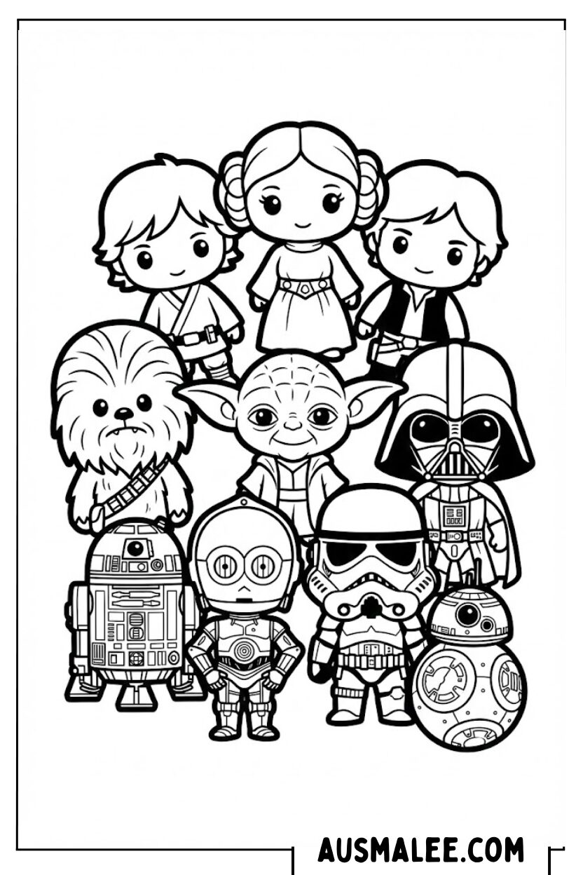 Star Wars Chibi Groep kleurplaten