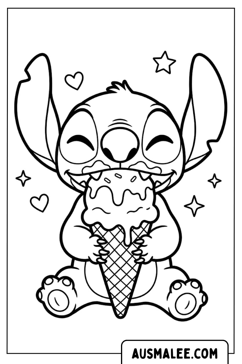 Stitch ice cream food coloring pages