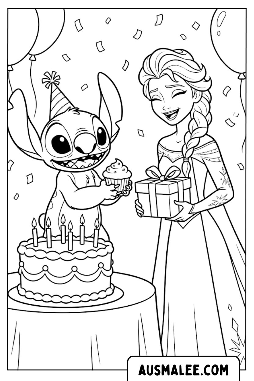 Coloriages Stitch Elsa La Reine des Neiges