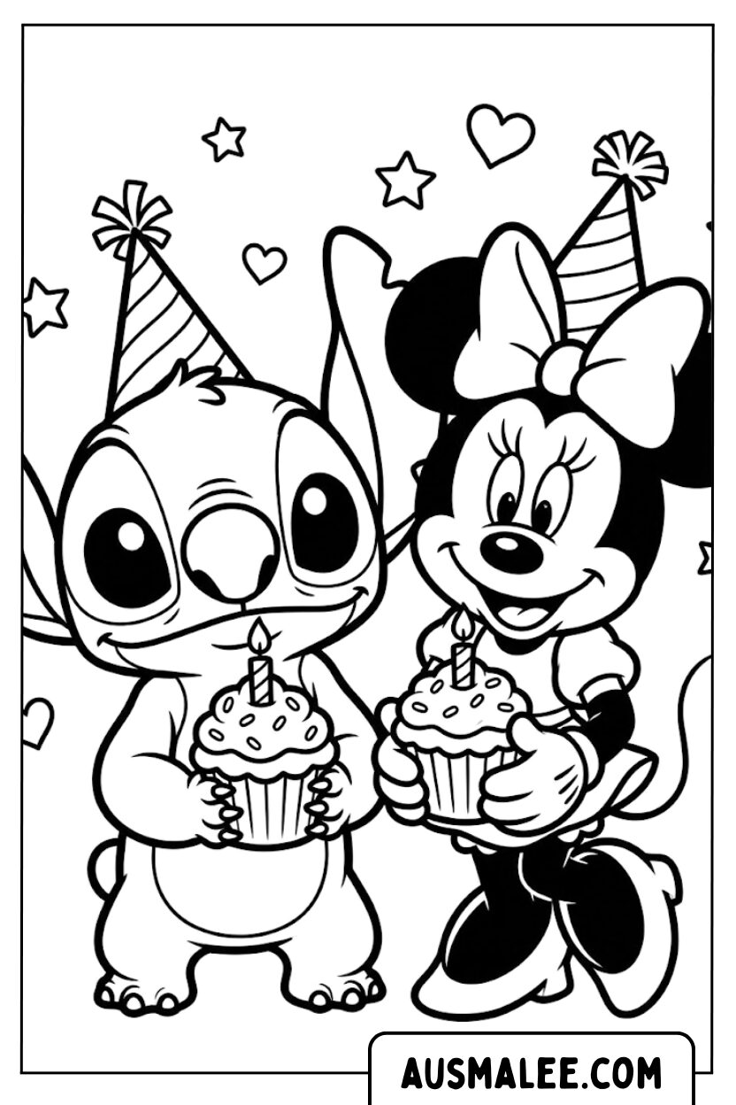 Coloriages Stitch Minnie Cupcakes