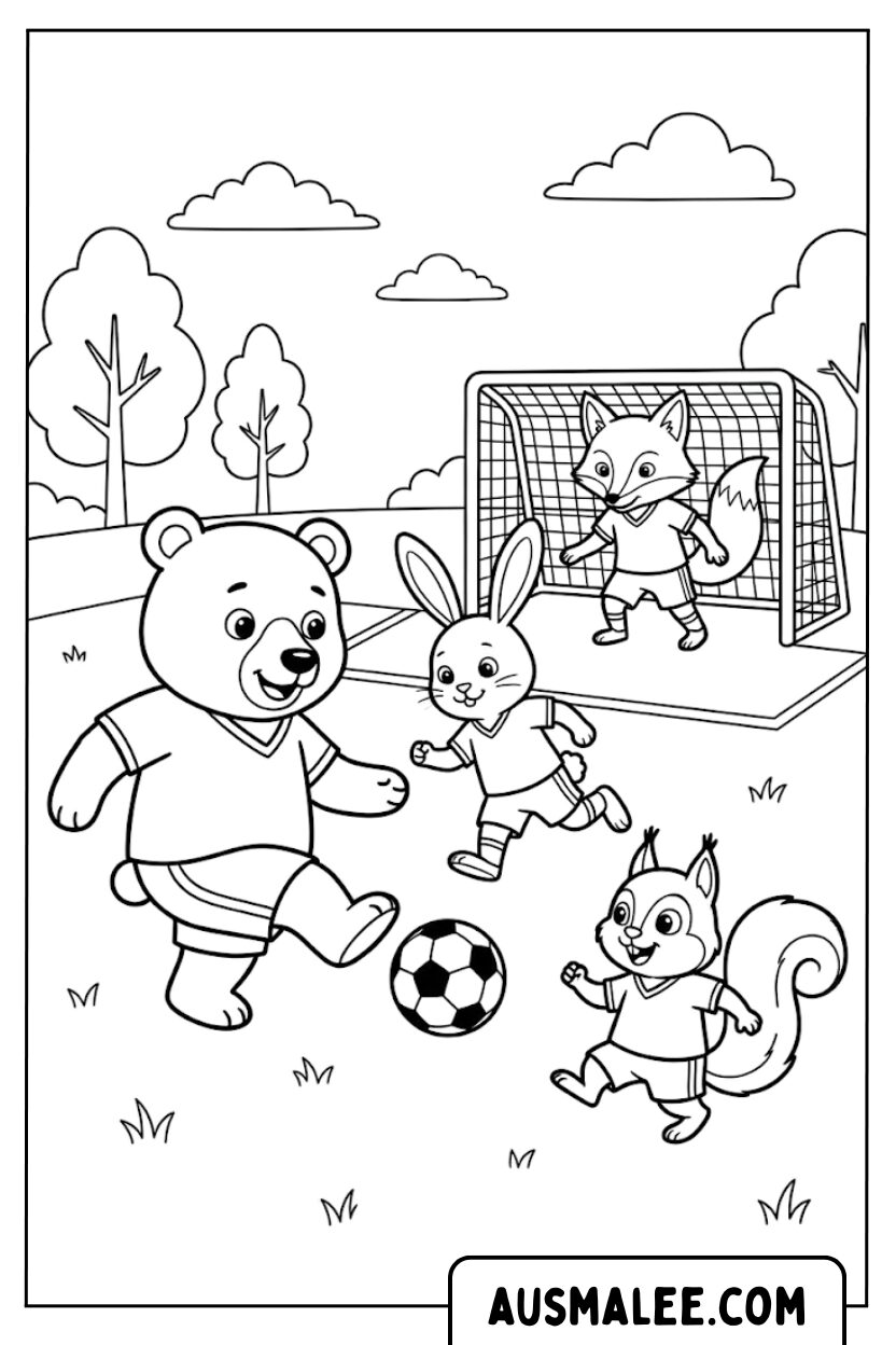 Coloring pages animals football forest