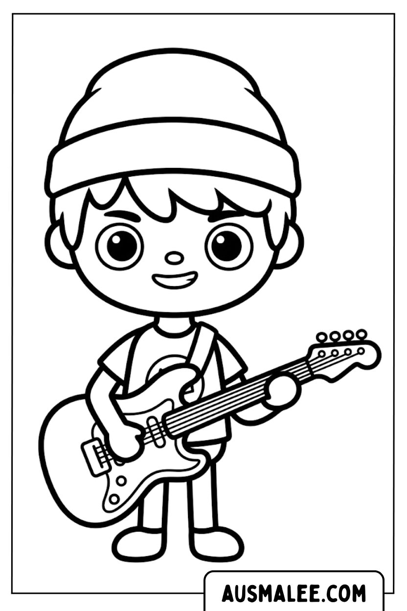 Toca Boca Boy Gitaar Kleurplaten