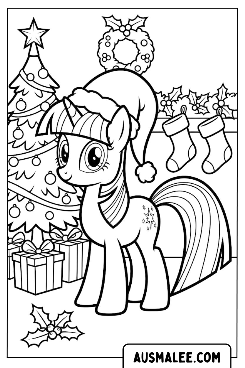 Twilight Sparkle Santa Hat coloring pages