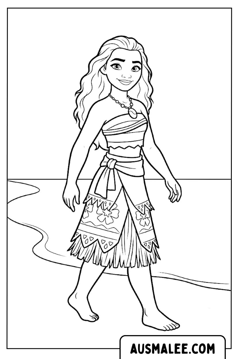Moana walk coloring pages