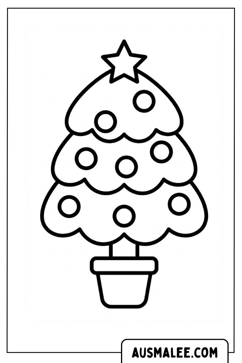 Christmas tree coloring pages easy pot
