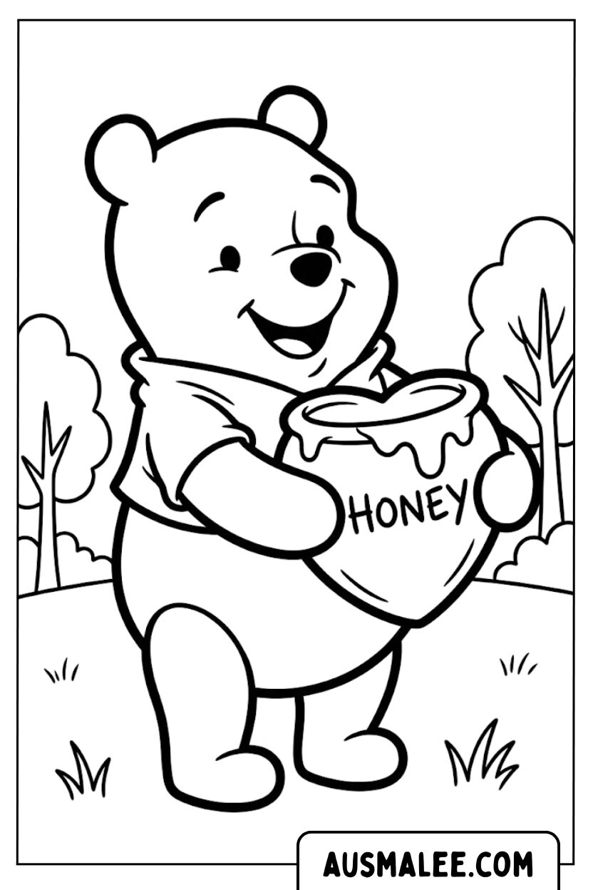 Coloriages Winnie l'ourson Honeypot Coeur