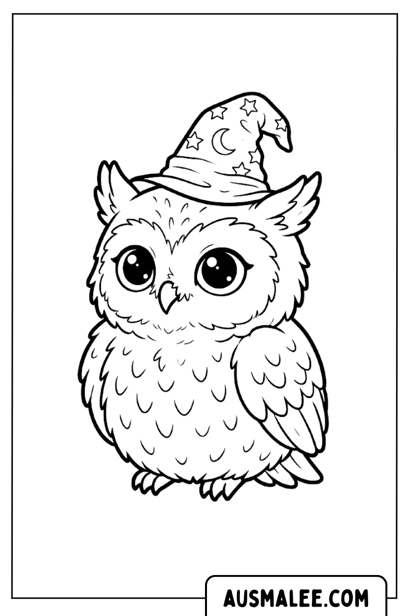 Coloriages hibou sorcier