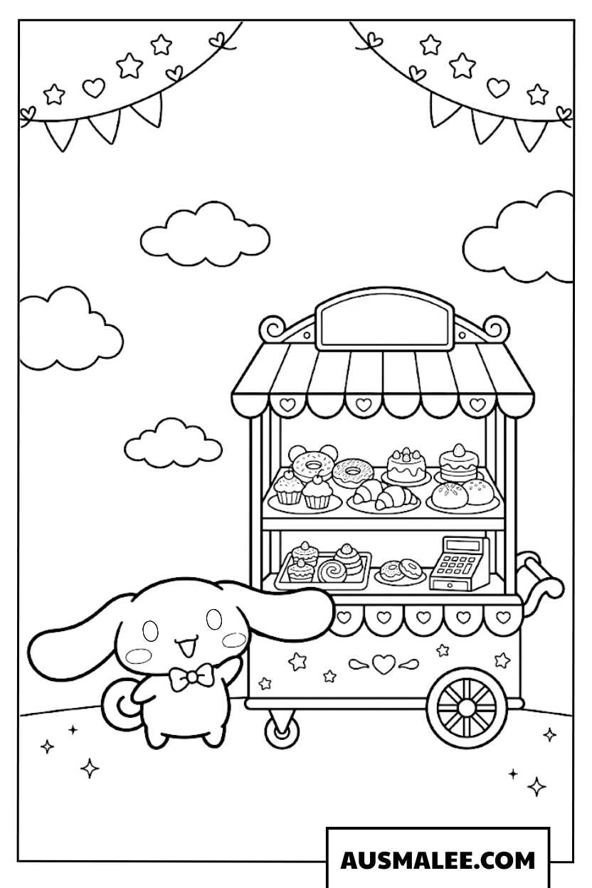 Cinnamoroll Ausmalbilder am Eiswagen