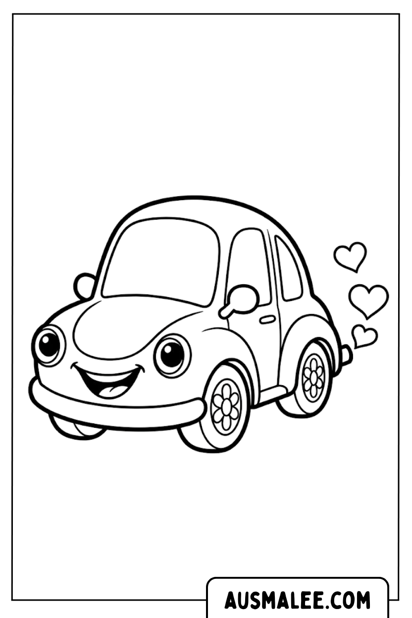 Coloriage échappement de coeur de voiture