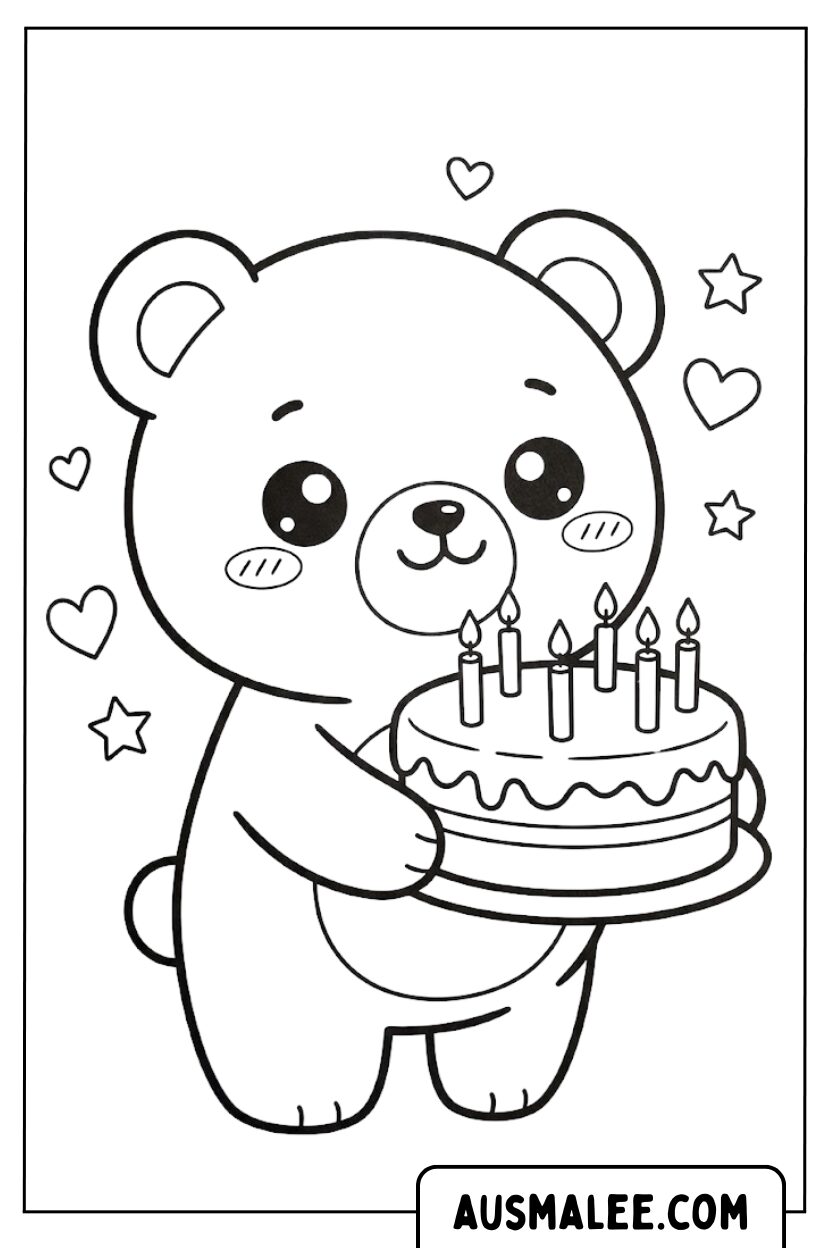 Coloriages ours anniversaire chérie