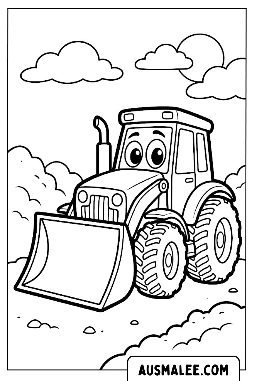 Coloriage de Chantier de construction d'excavatrice pour Colorier