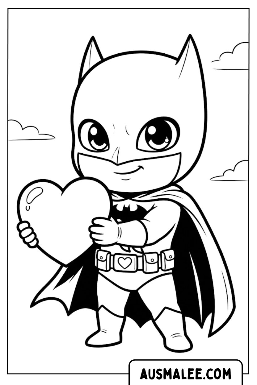 Coloriages Batman chibi coeur