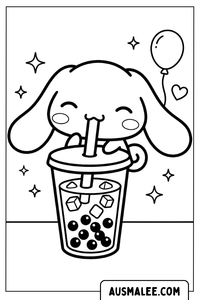 Malvorlagen Cinnamoroll Trinkt Bubble Tea