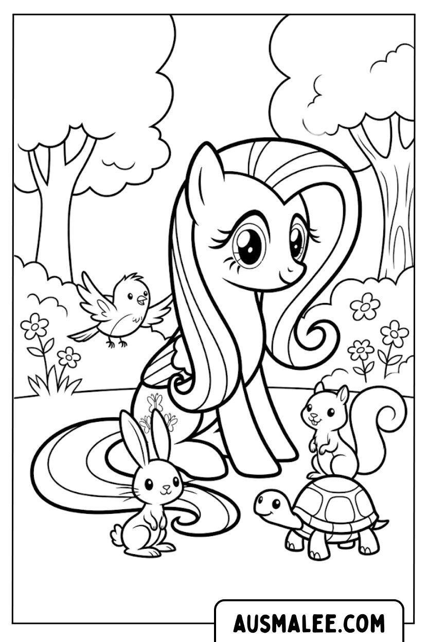 Coloring Pages Fluttershy And Animals