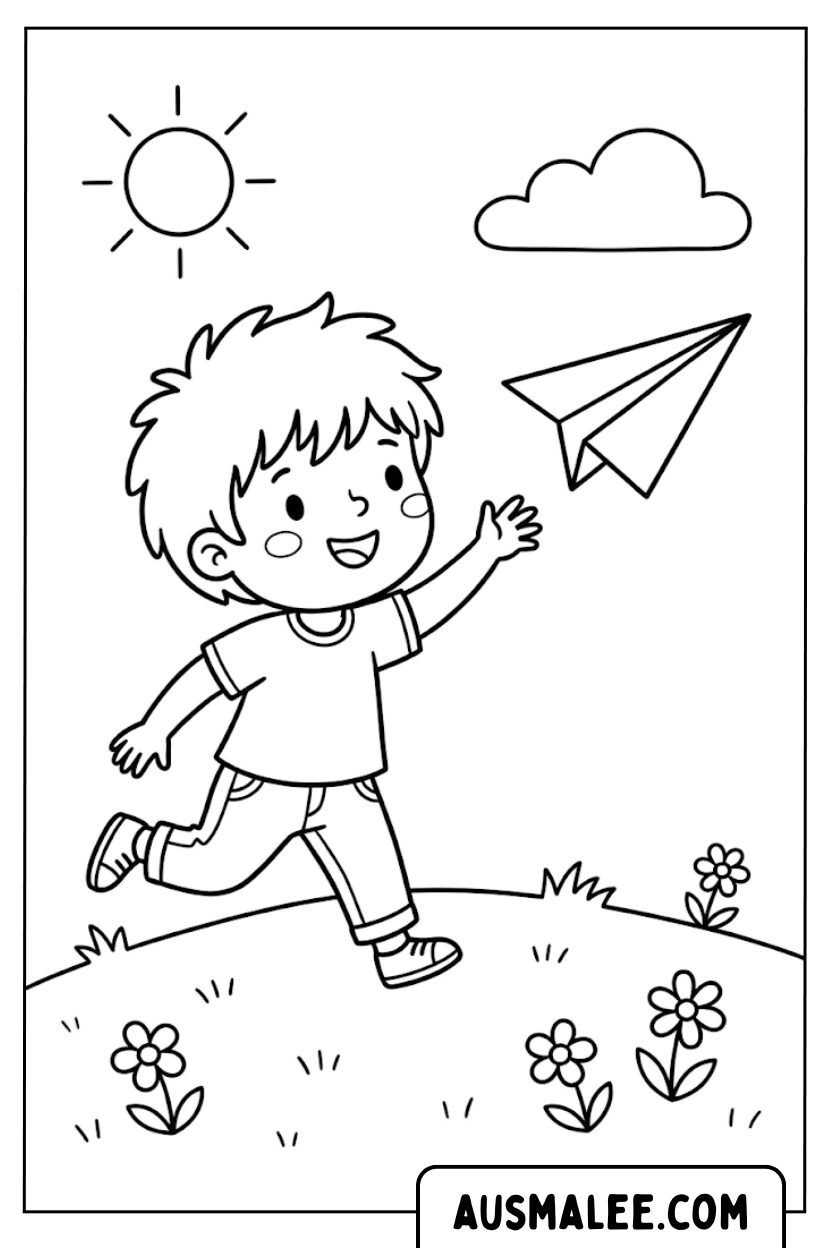 Coloriages avions en papier pour garçon
