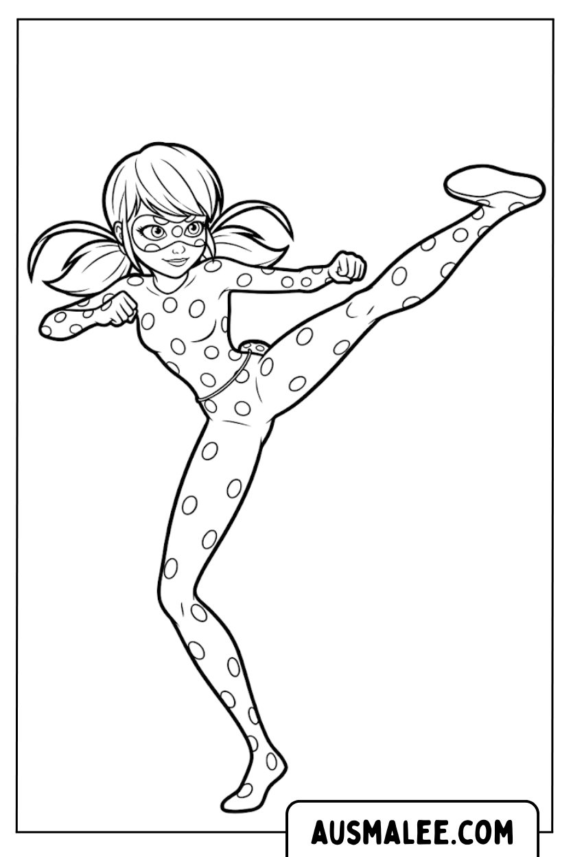Ladybug martial arts kick coloring pages