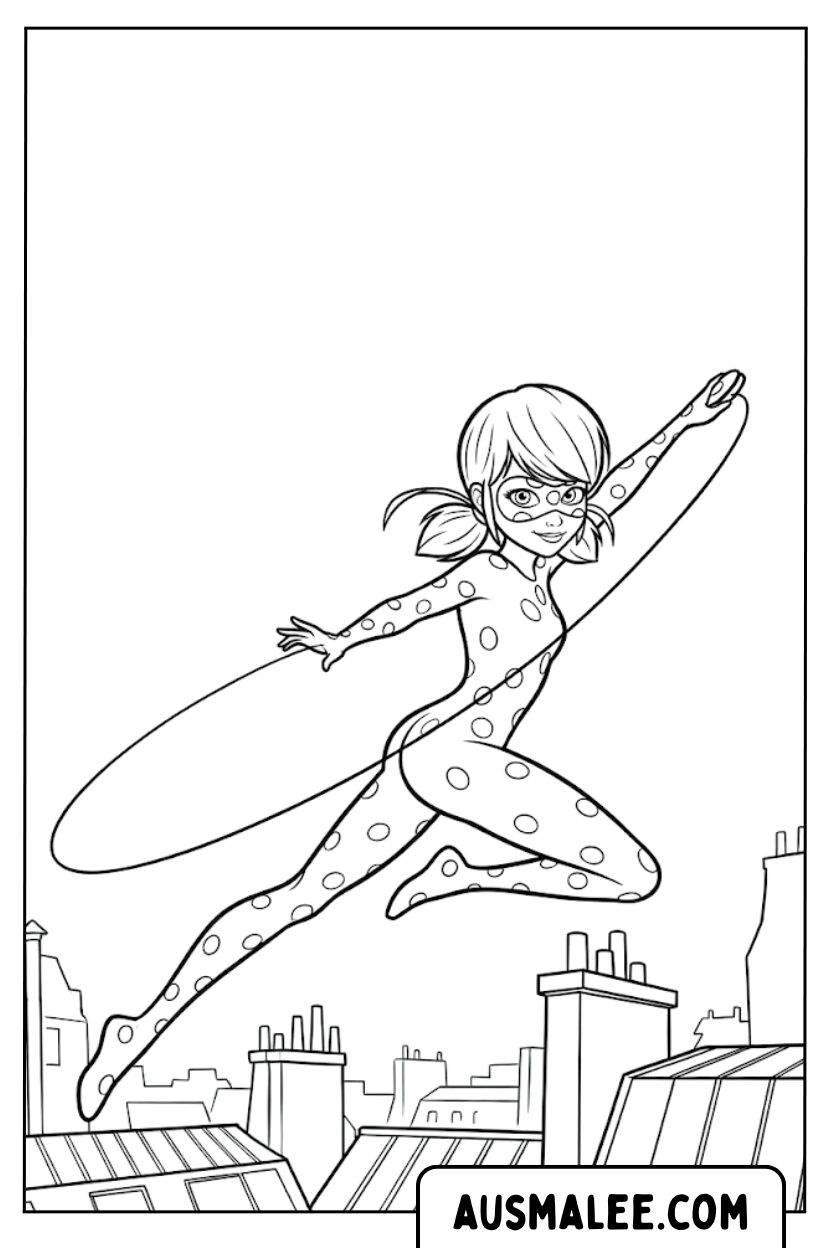 Coloring pages Ladybug Jumping
