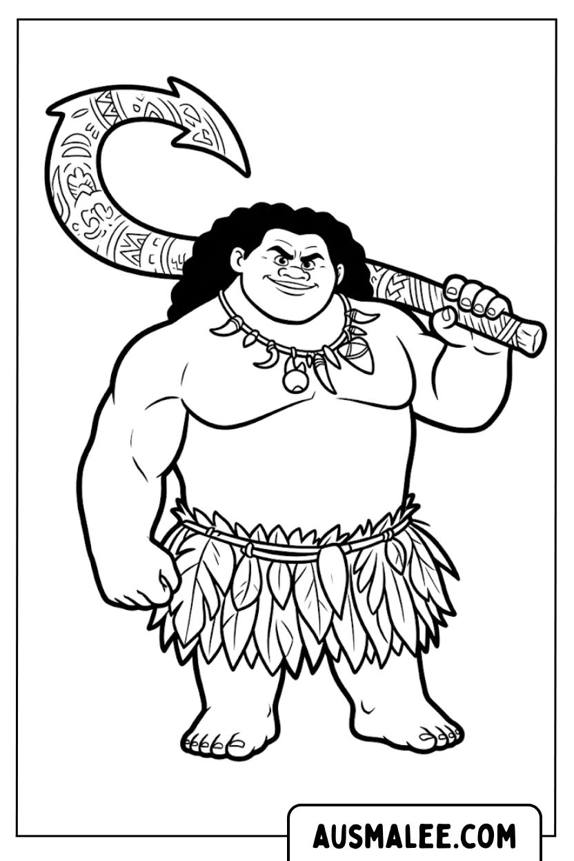 Maui fishing hook coloring page