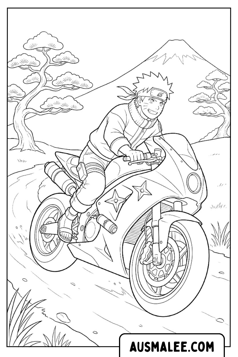Naruto motorfiets kleurplaten