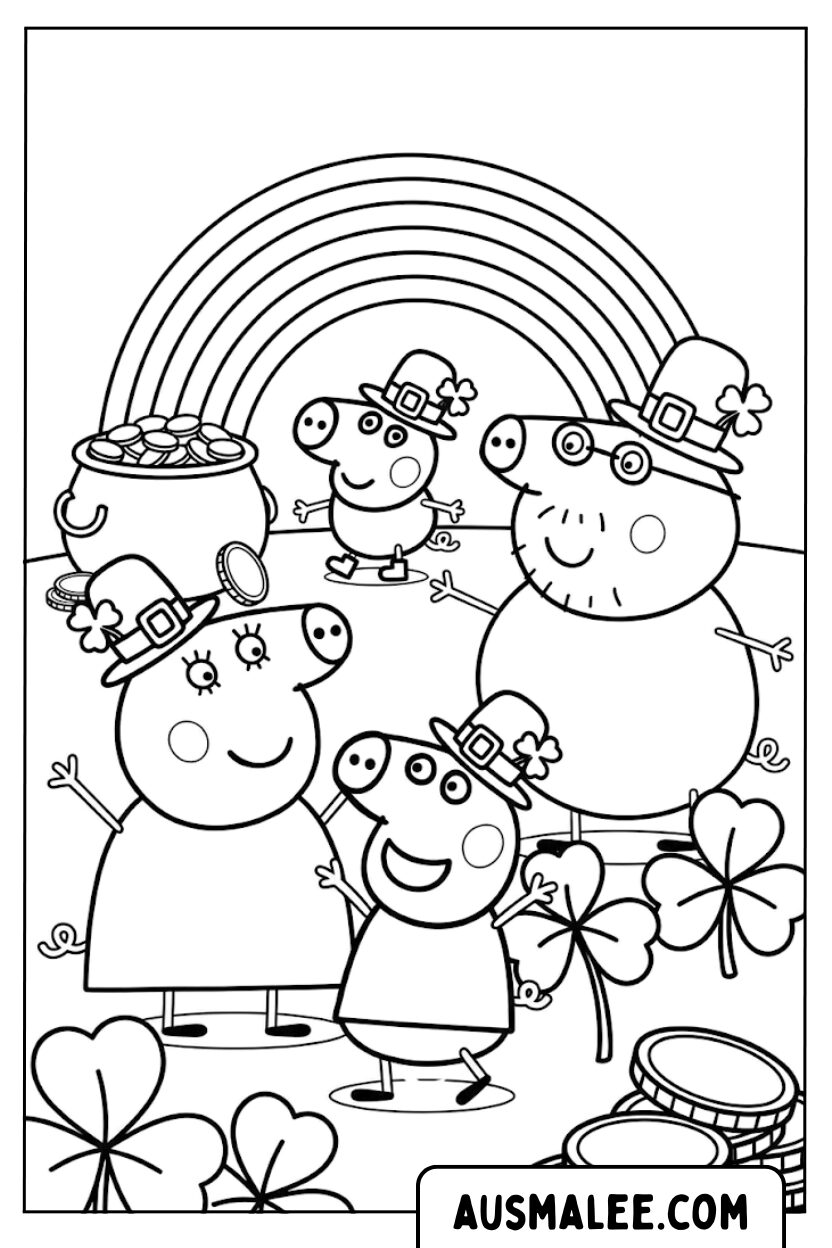 Kleurplaten Peppa Pig St. Patrick's Day