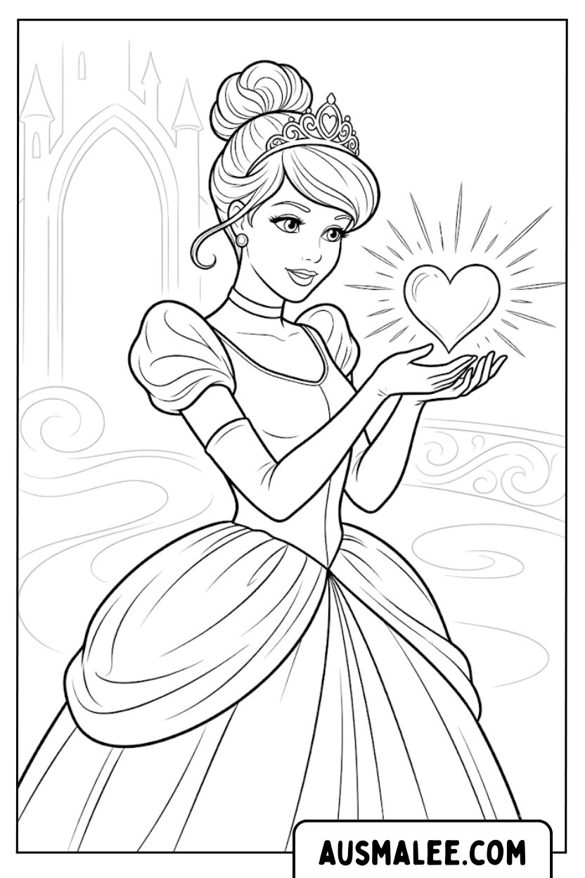 Coloriage Princesse Coeur Lumineux