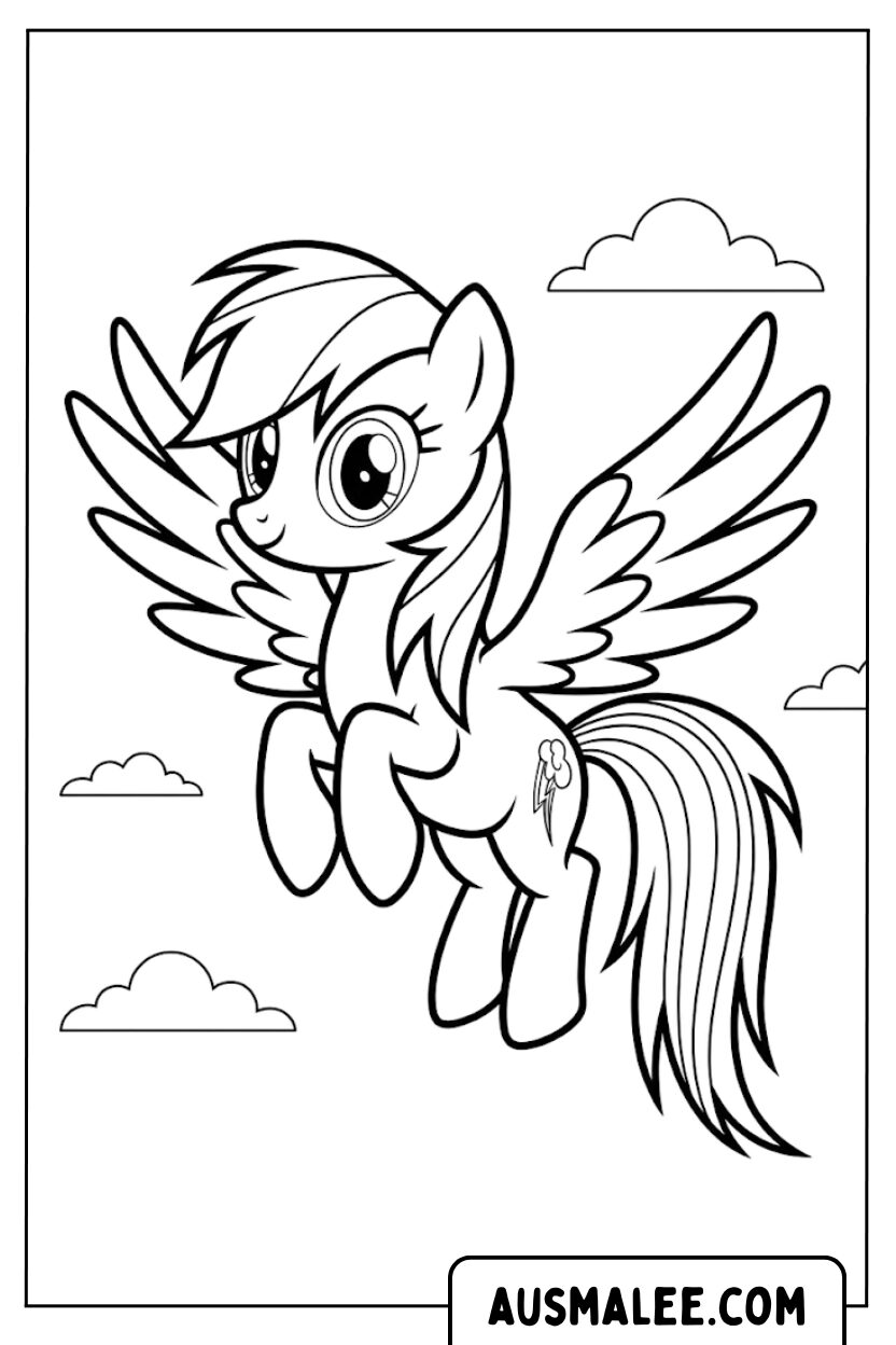 Coloring pages Rainbow Dash clouds
