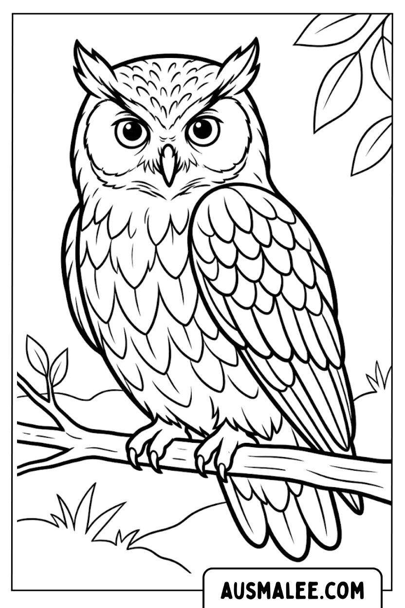 Coloriages de hibou réalistes