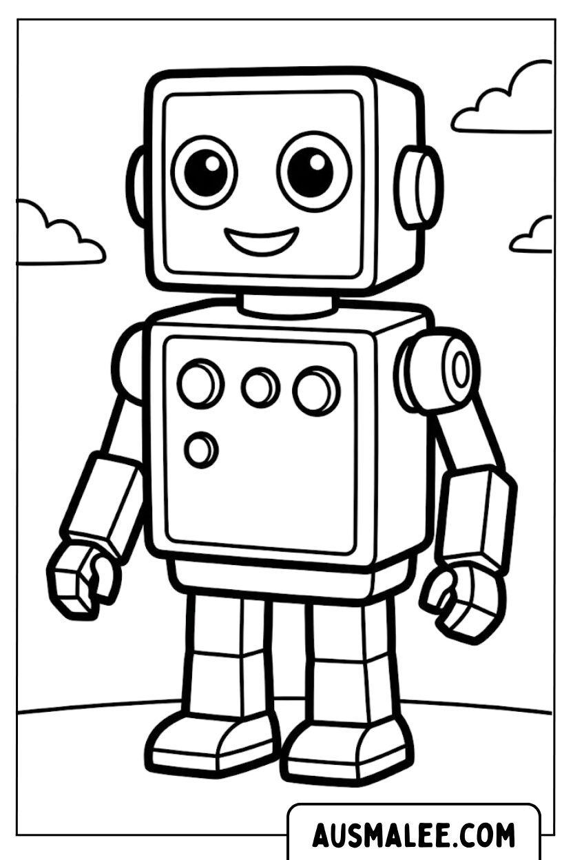 Coloriages robot carré