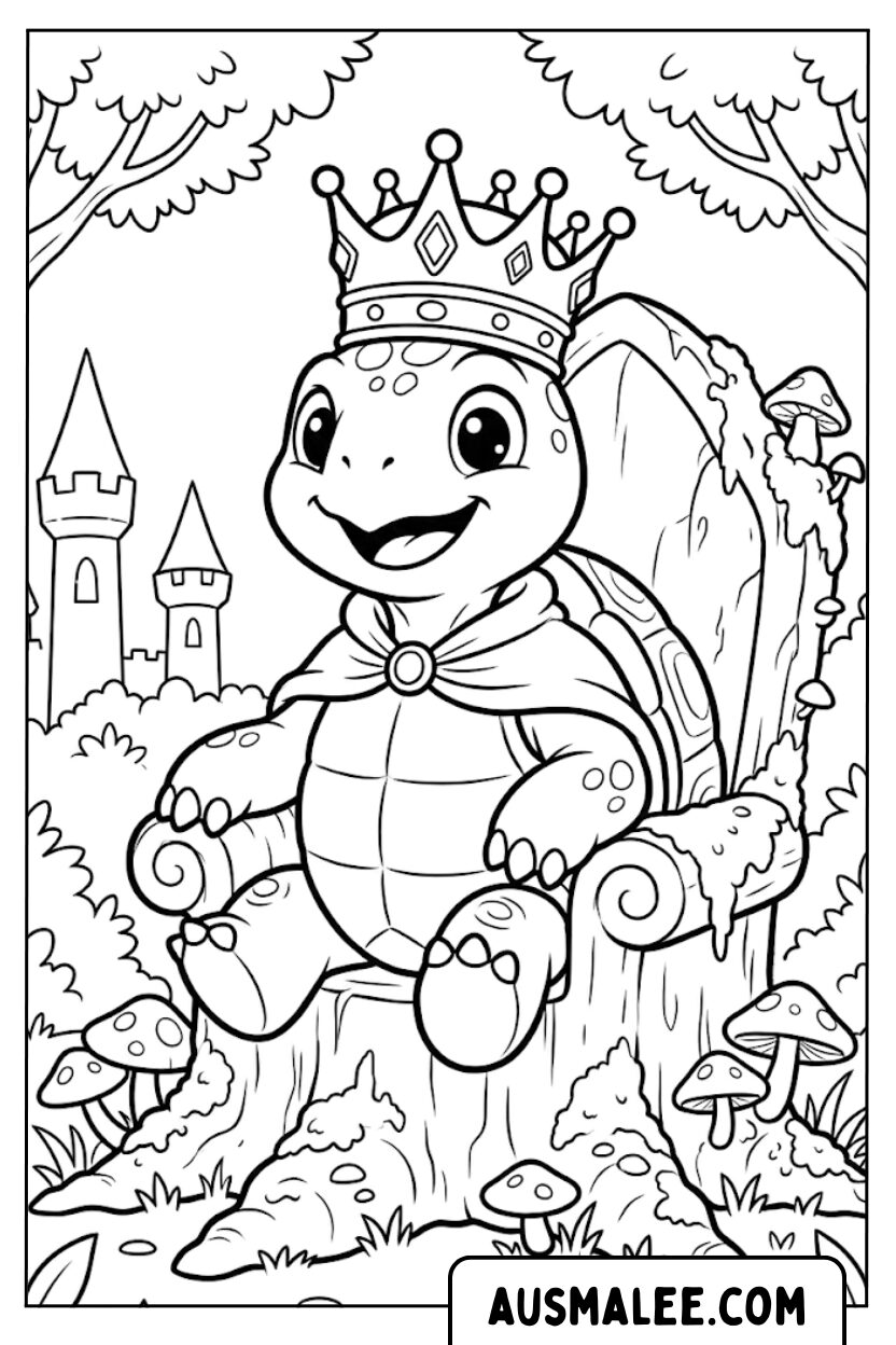 Kleurplaten schildpad koning
