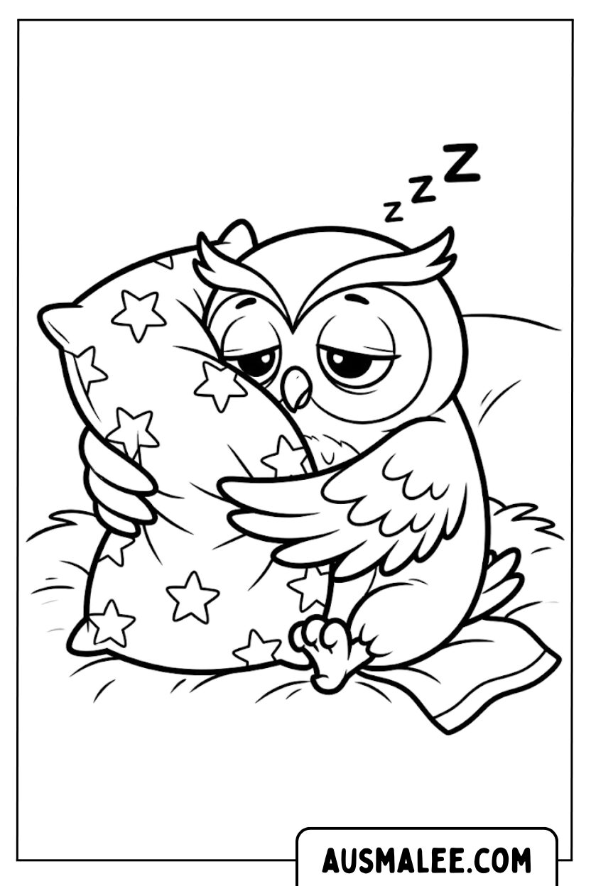 Coloriages hibou endormi