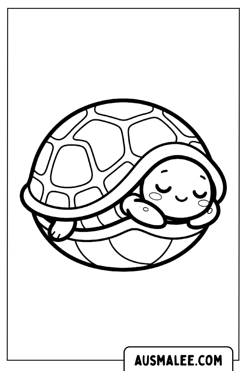 Kleurplaat slapende schildpad