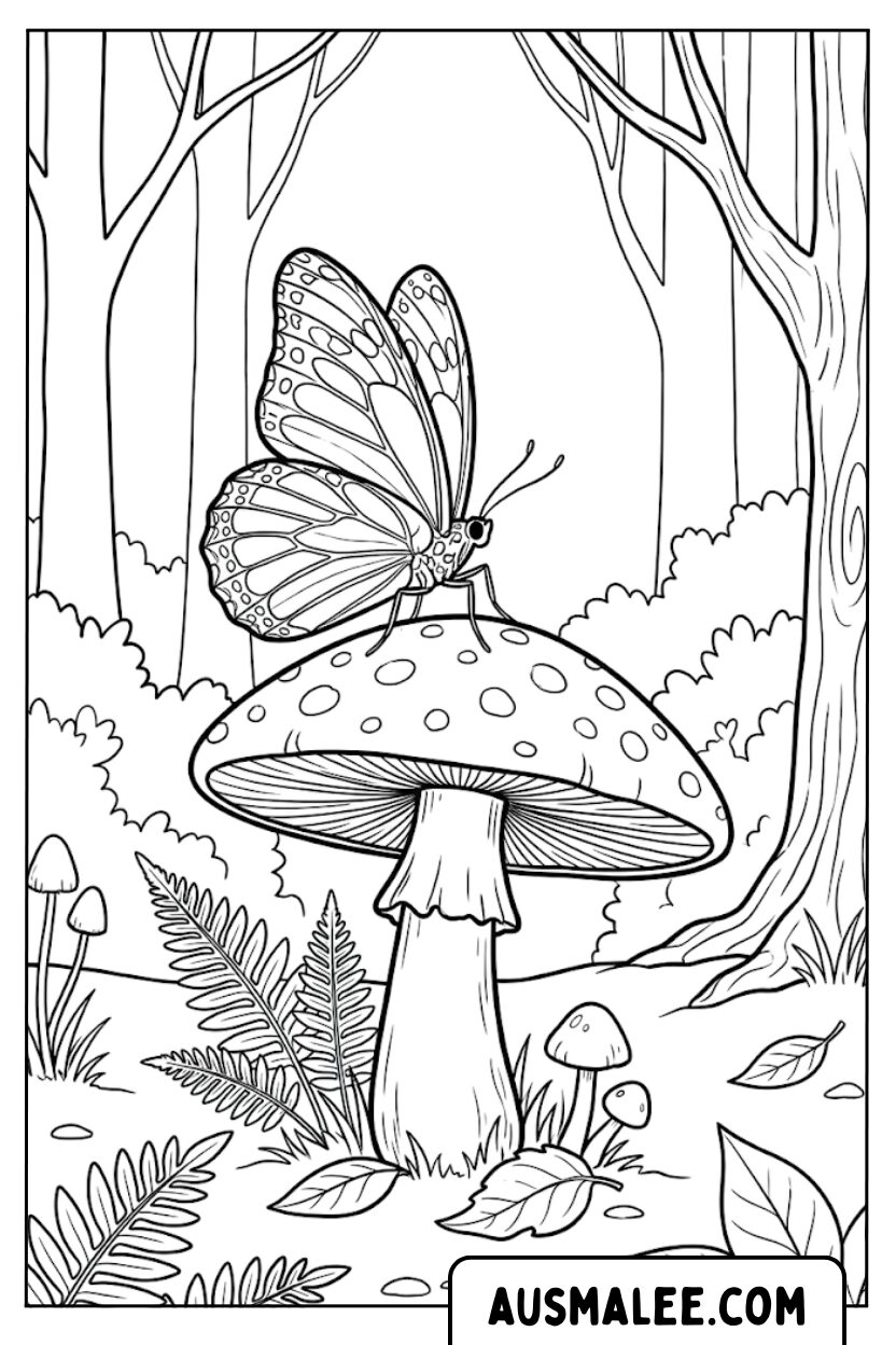 Vlinderpaddestoelen kleurplaten