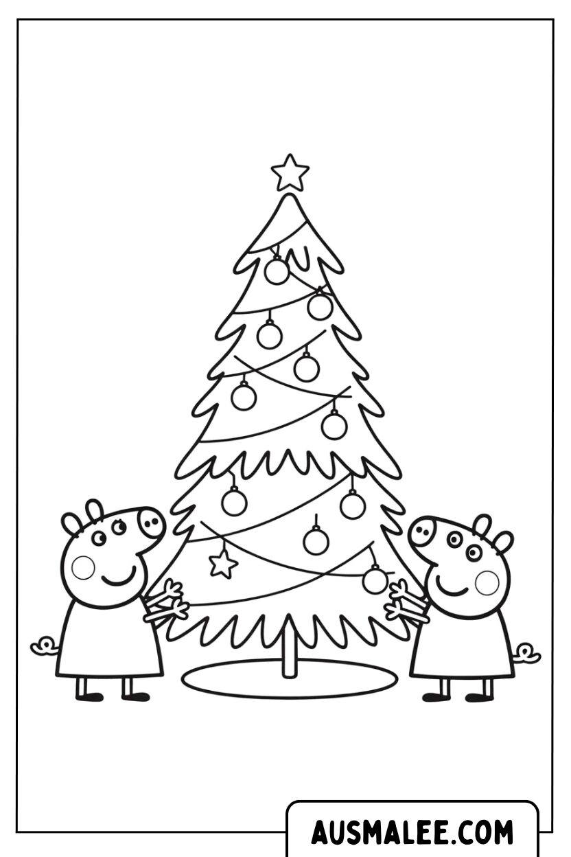 Coloring pages piggy family tree